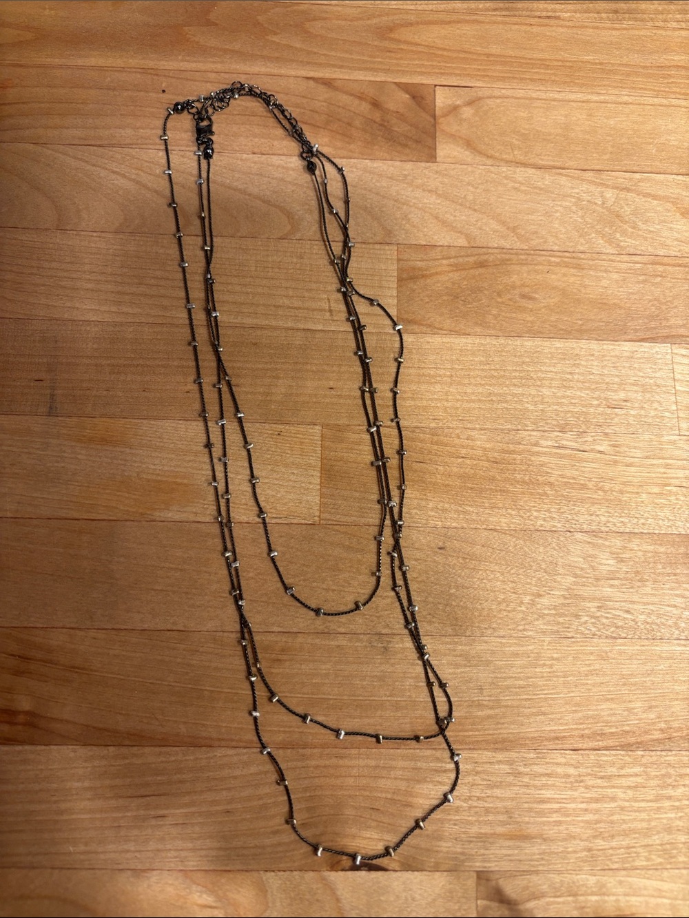 Layered Black Beaded Women's Necklace - Sleek Multi-Strand Jewelry